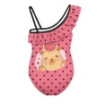 thumbnail image 5 of Uorisanigo Kids One Piece Bathing Suits for Girls Kawaii Capybara Ruffle Swimming Training Swimsuits Quick Dry Beach Pool Sport Halter Swimwear, Size 3-4, 5 of 7