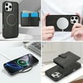 thumbnail image 6 of ELEHOLD Case for iPhone 13, 2-in-1 Magnetic Shockproof Leather Wallet Flip Case Cover, Detachable Card Holder with Stand,Black, 6 of 8