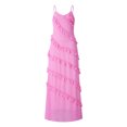thumbnail image 1 of Vestido de noche con espalda abierta con volantes Vestido de cóctel de verano con abertura Nituyy Rosa, vestido de fiesta con volantes, 1 of 5