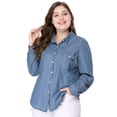 thumbnail image 3 of CamiDe Cambray ManLarCon Bolsillo En El Pecho TalGrande PaMujer Azul 5XL, 3 of 6