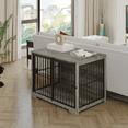 thumbnail image 7 of Hzuaneri 44 Inch Dog Crate Furniture, XL Indoor Dog Kennel for Large Dog with Barn Door, Heavy Duty Wooden Dog Cage as TV Stand & End Table, Greige Black, 7 of 7