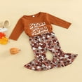 thumbnail image 3 of Toddler Baby Girl Spring Clothes Set  Letter Print Long Sleeve Crew Neck Tops + Elastic Waist Flower Flare Trousers, 3 of 9