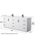 thumbnail image 6 of Wyndham Collection Miranda 84" Marble Double Bathroom Vanity in White/Black, 6 of 7