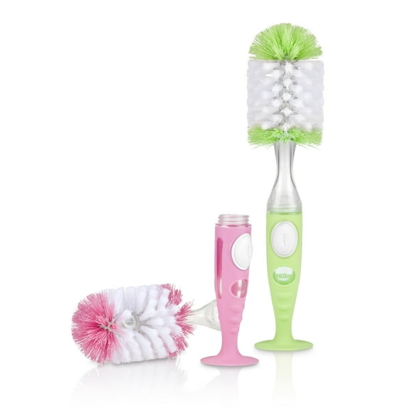 Nuby Easy Clean Soap Dispensing Brush, Pink/Green, 2 Count