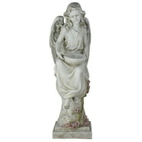 Roman 21" LED Solar Powered Angel on a Pedestal Outdoor Garden Statue