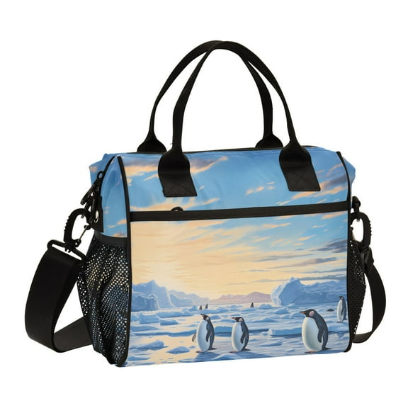 Penguins Iceberg Sky Cooler Bag Lunch Bag Soft Cooler Cooling Tote Insulated Lunch Box for Adult Men Women