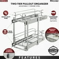 thumbnail image 4 of Rev-A-Shelf 5WB2-0918CR-1 9x18in 2-Tier Wire Pullout Cabinet Drawer Basket, 4 of 13