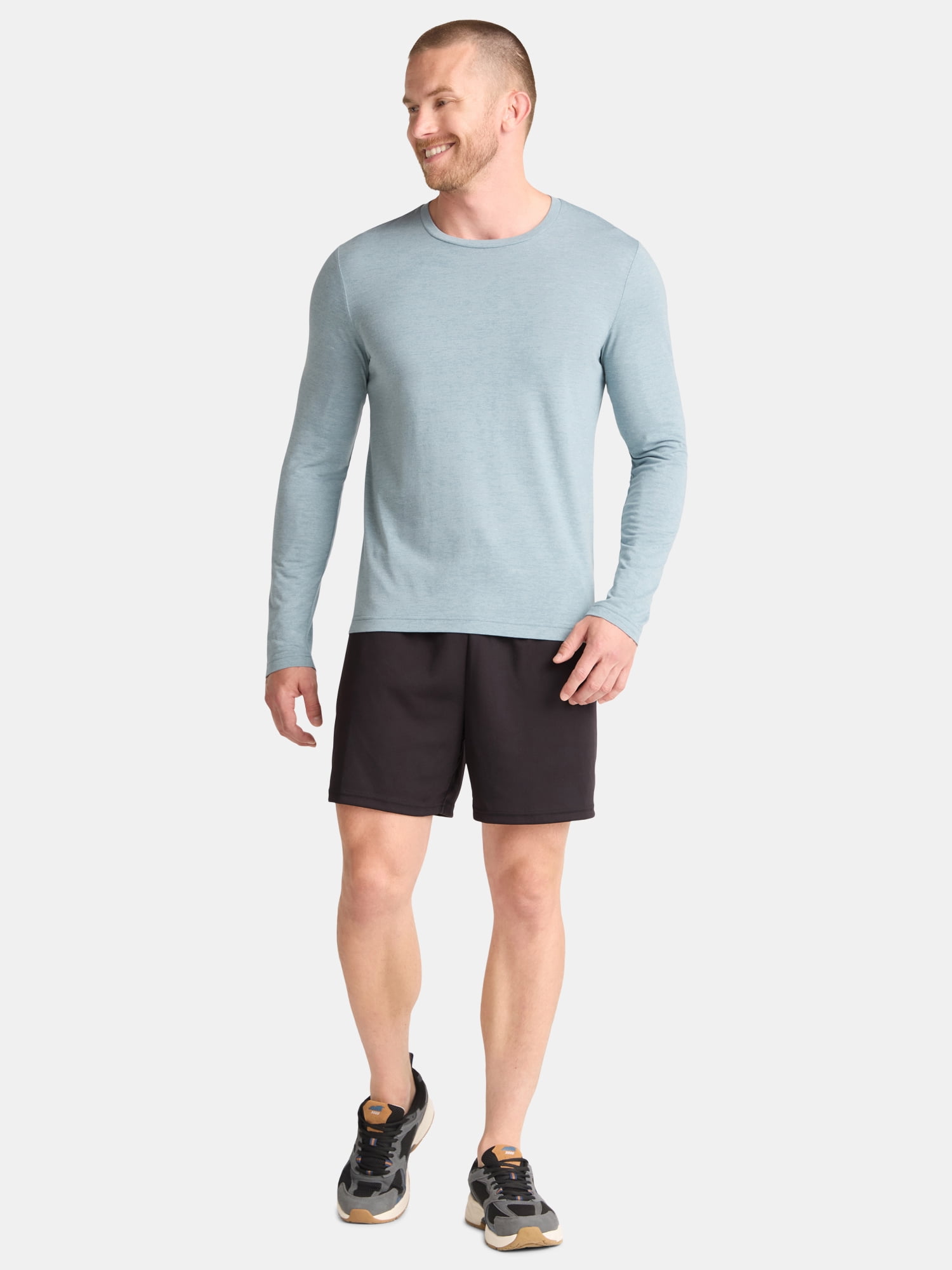 Athletic Works Men's and Big & Tall Men's Tri-Blend Tee with Long Sleeves, Sizes XS-4XLT