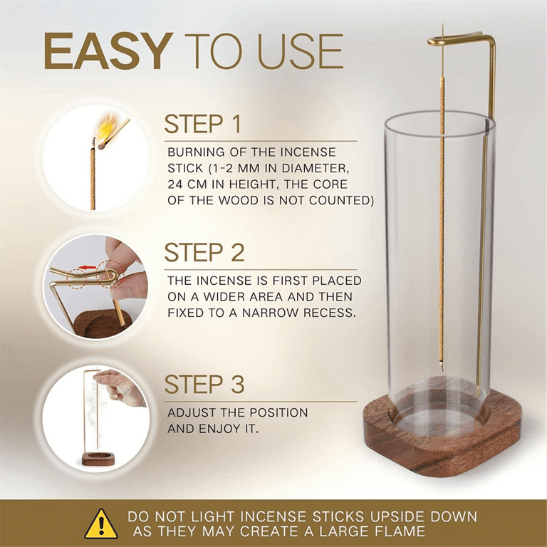 Incense Holder with Removable Glass Ash Catcher Mess Free