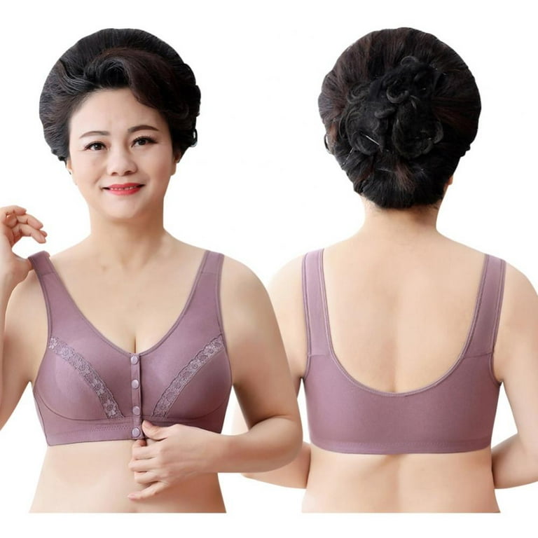 3Pack Everyday Cotton Snap Bras - Women's Front Easy Close Builtup Sports  Push Up Bra with Padded 