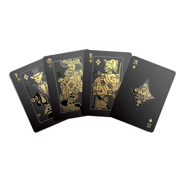 Naipes impermeables negros de Gent Supply - Edición dorada, plateada y negra del Día de los Muertos