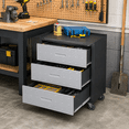 thumbnail image 2 of IKIMI 3-Drawer Rolling Tool Cabinet with Lock, Metal Garage Tool Chest with Wheels and Worktop, Gray, 2 of 10