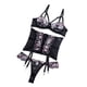 thumbnail image 2 of Conjunto de lencería de encaje para mujer, conjunto de lencería para adultos con liguero, sujetador y bragas, ropa de dormir S, 2 of 9