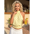 thumbnail image 6 of LMLYSoH Women's Summer Halter Tank Tops Dot Print Sleeveless Slim Fit Backless Cropped Vest for Party, 6 of 8
