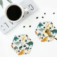 thumbnail image 4 of Honeii Dinosaurs and Tropical Leaves print Leather Coaster Set of 4, ideal for safeguarding your furniture from drinks spills and effortless cleanup-Hexagon, 4 of 6