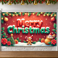 thumbnail image 4 of Decorative Design Merry Christmas Banner Colorful Ornaments Festive Decor Holiday Backdrop for Christmas Party Winter Celebration Home Decoration, 4 of 9