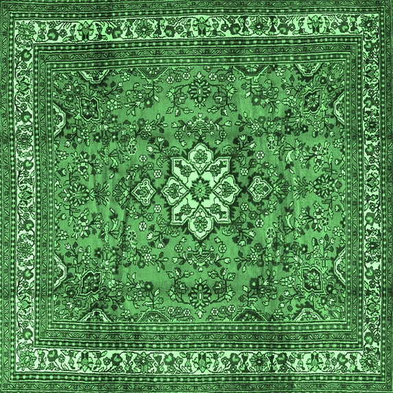 Ahgly Company Indoor Square Persian Emerald Green Traditional Area Rugs, 8' Square