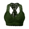thumbnail image 2 of URBAN DAIZY Women's Seamless Lace Bra Racerback Padded Sexy Floral Mesh Bralette Crop Top Removable Pads Breathable Bustier A11_6324 Army Green 1XL, 2 of 7