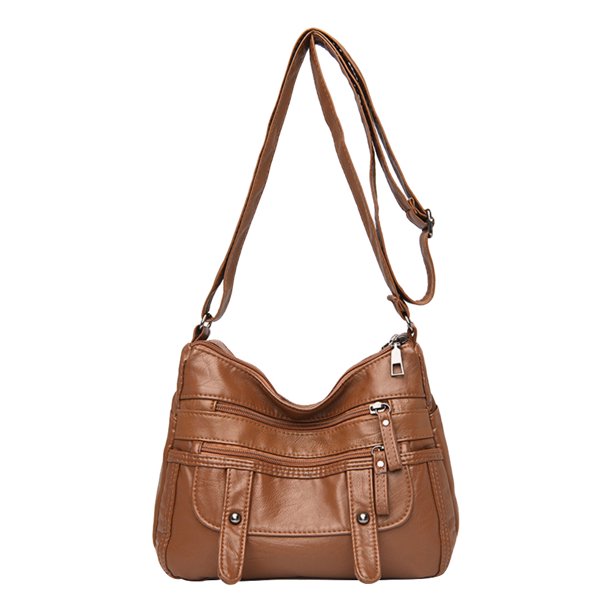 Vintage Multi-cremallera hombro bolso momia mujer PU bandolera (marrón) Likrtyny Para estrenar