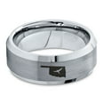 thumbnail image 2 of Tungsten Oklahoma Sooner State Bird Flying Band Ring 8mm Men Women Comfort Fit Gray Step Bevel Edge Brushed Polished, 2 of 4