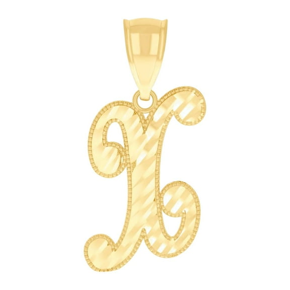 10k Yellow Gold Unisex Crown X Alphabet Letter Name Personalized Monogram Initial Charm Pendant Necklace 26.4x11.8mm Wid