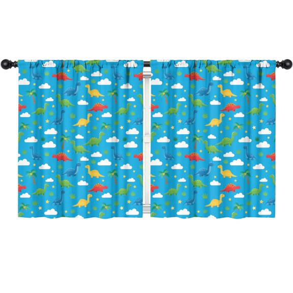 Blackout Kids Curtains,Blue Dinosaurs Clouds Pattern Childrens Insulated Curtains Set Of 2,Bedroom Essentials,Toddler Room Decor 52"x63"