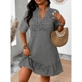 thumbnail image 5 of Green Dress With Ruffle Collar And Hem, 5 of 25
