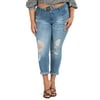 YMI Jeans Juniors' Plus Size Roll-Cuff Destructed Jean