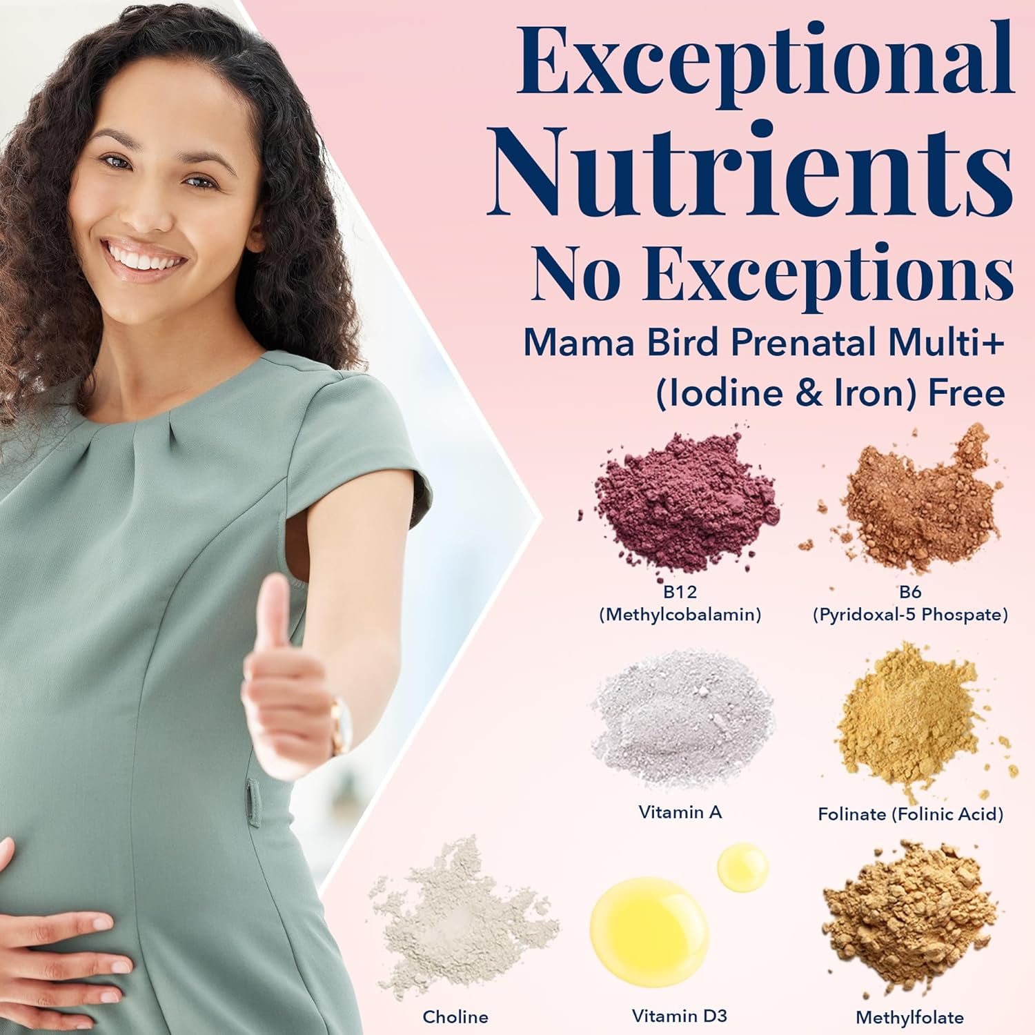 Best Nest Wellness Mama Bird Iron Free Prenatal Vitamins - No Iodine Pre Natal Multivitamin for Women, Vegan Prenatal Vitamins Without Iron, Methylfolate (Folic Acid) Once Daily with Gift Bag, 30Ct