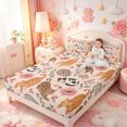 thumbnail image 3 of meiyoeat Floral Cat Pattern Bed Sheets,Pink Rustic Flower Full Size Sheets,4-Piece1 Flat Sheet, 1 Fitted Sheet and 2 Pillowcases, 3 of 6