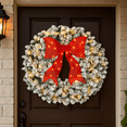 thumbnail image 7 of Artificial Christmas Wreath with Bow, Pre-Lit Winter Wreath with LED Light, Indoor Outdoor Holiday Xmas Decorations, 7 of 7