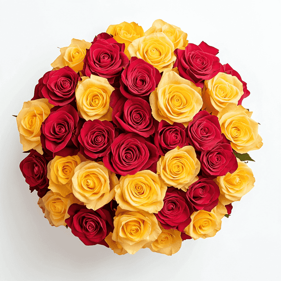 50 Stems of Roses: 25 Yellow and 25 Red- Beautiful Fresh Cut Flowers- Express Delivery