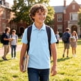 thumbnail image 6 of Spazoro Toddler Boys Polo Shirts with Chest Pockets, School Uniform Short Sleeve Solid Color Turn-down Collar Summer Shirts Tops for Kids Boys Light Blue Size 5-6 T, 6 of 8