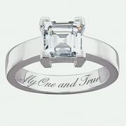 Personalized Sterling Silver Square CZ Engagement Ring