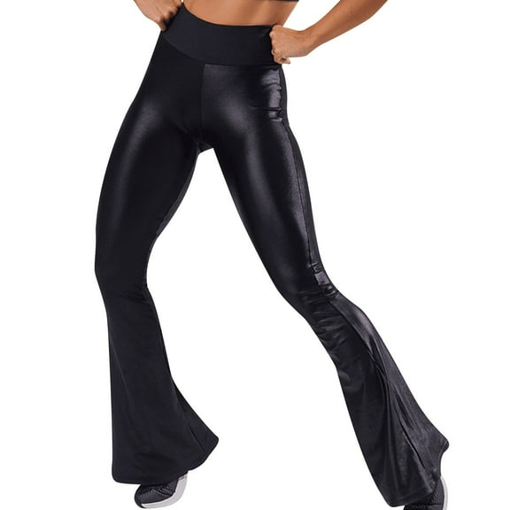 BKQCNKM Flare Leggings For Women Flared Leggings Women'S Stitching Imitation Leather Bell Bottoms Elastic Slim Leather Pants Flare Leggings Black L