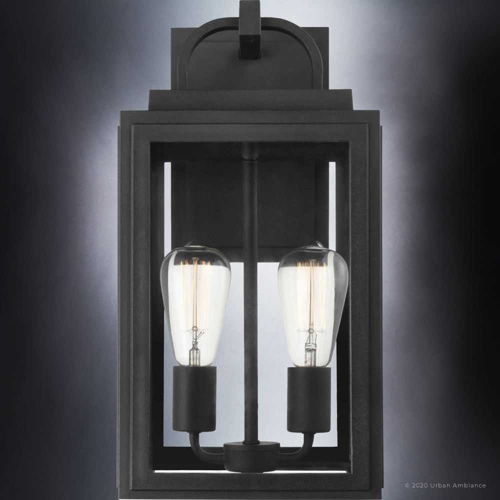 Luxury Farmhouse Wall Sconce, 17H x 9W, with Modern Farmhouse Style, Midnight Black, UHP1387 by Urban Ambiance