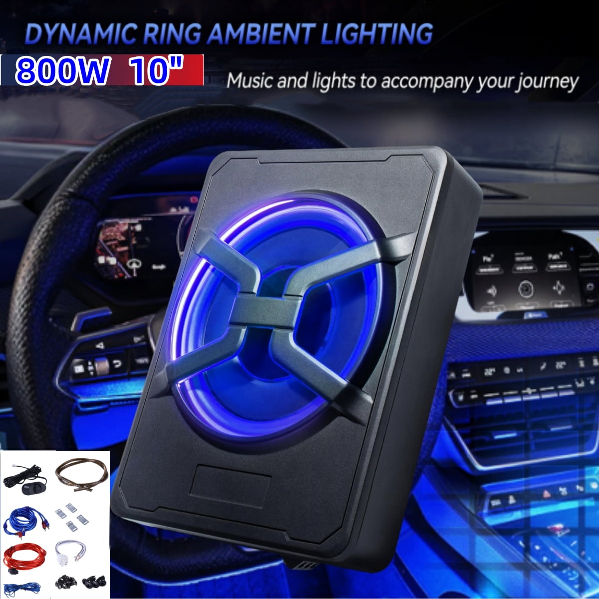 KROAK 800W Y-Shaped 10" Subwoofer Amplifier with Blue LED - Powerful Bass Booster for Car Audio Systems