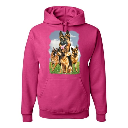 Wild Bobby German Shepherd Dog Animal Pet Lover Dog Lover Unisex Graphic Hoodie Sweatshirt Fuschia Large