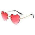 thumbnail image 1 of 1 pieza de gafas de sol sin marco con bordes gruesos y forma de corazón ondulado., 1 of 6