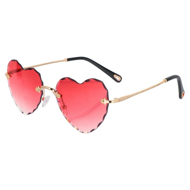 1 pieza de gafas de sol sin marco con bordes gruesos y forma de corazón ondulado.