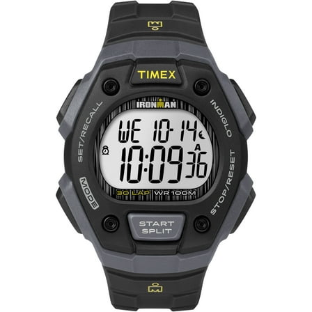 TIMEX Men's IRONMAN Classic 30 Black/Gray 38mm Sport Watch, Resin Strap