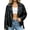 Black, variant on Women's Faux Leather Casual Moto Lightweight Jacket Trendy Zip up Outfits Biker Coat with Lapel Collar, Soft Smooth Lining And Zipper Pockets QURATI