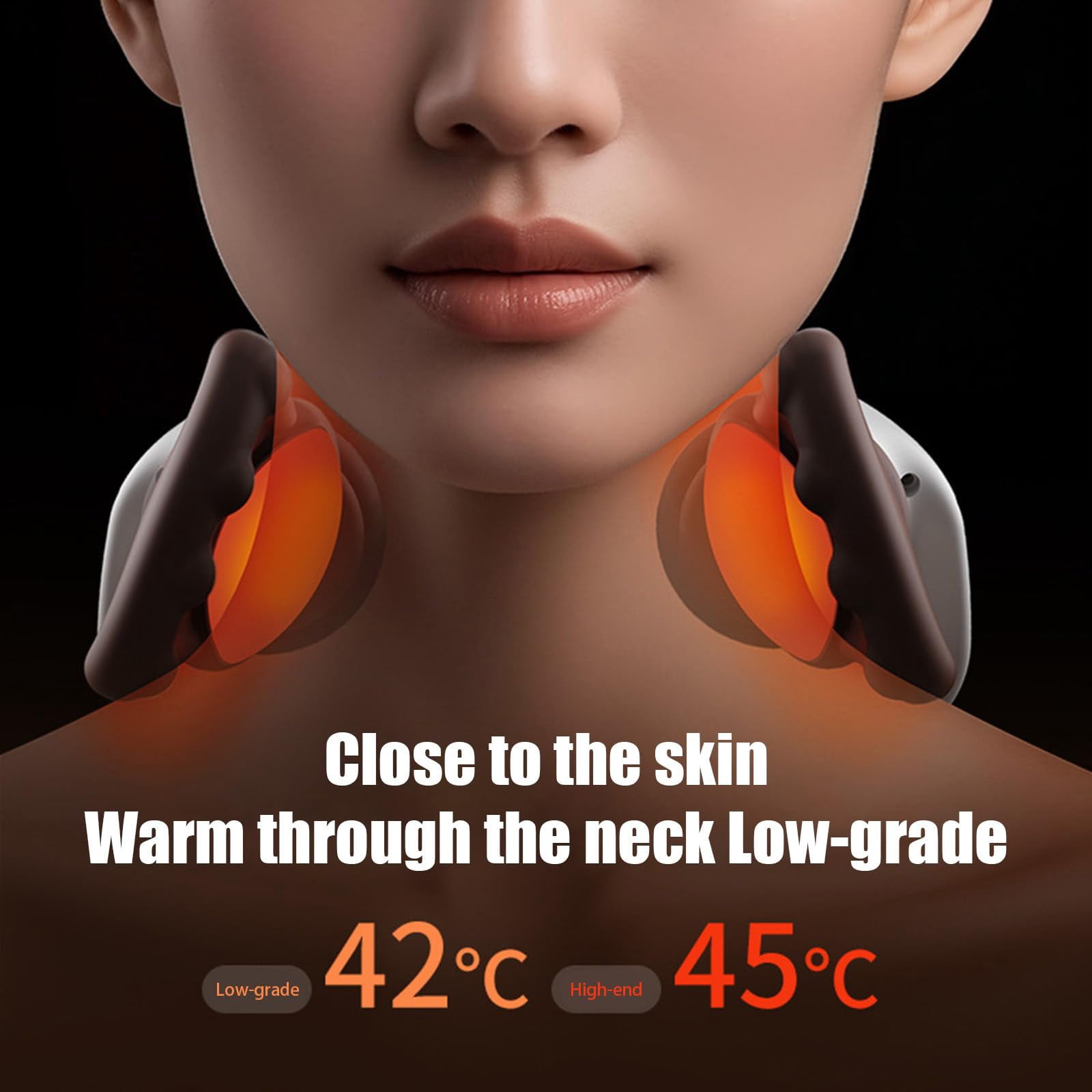 4D Neck and Shoulder Massager, Heat Wireless Deep Tissue Kneading Massage Pillow, Simulating Human Hands Dual Heat Settings, Ergonomic Palm Curve, Protable Design for Home Office Travel