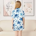 thumbnail image 4 of Silky Satin Kids' Pajama Set Breathable & Smooth Unisex Button-Down Pajamas Cute Turtles and Starfish, 4 of 8