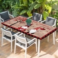 thumbnail image 2 of Valentine's Day Table Cloths for 6 Foot Rectangle Tables, Gnomes Love Heart Tree Wooden Patio Waterproof Elastic Fitted Tablecloths, Washable Rectangular Table Cover for Camping, 2 of 8