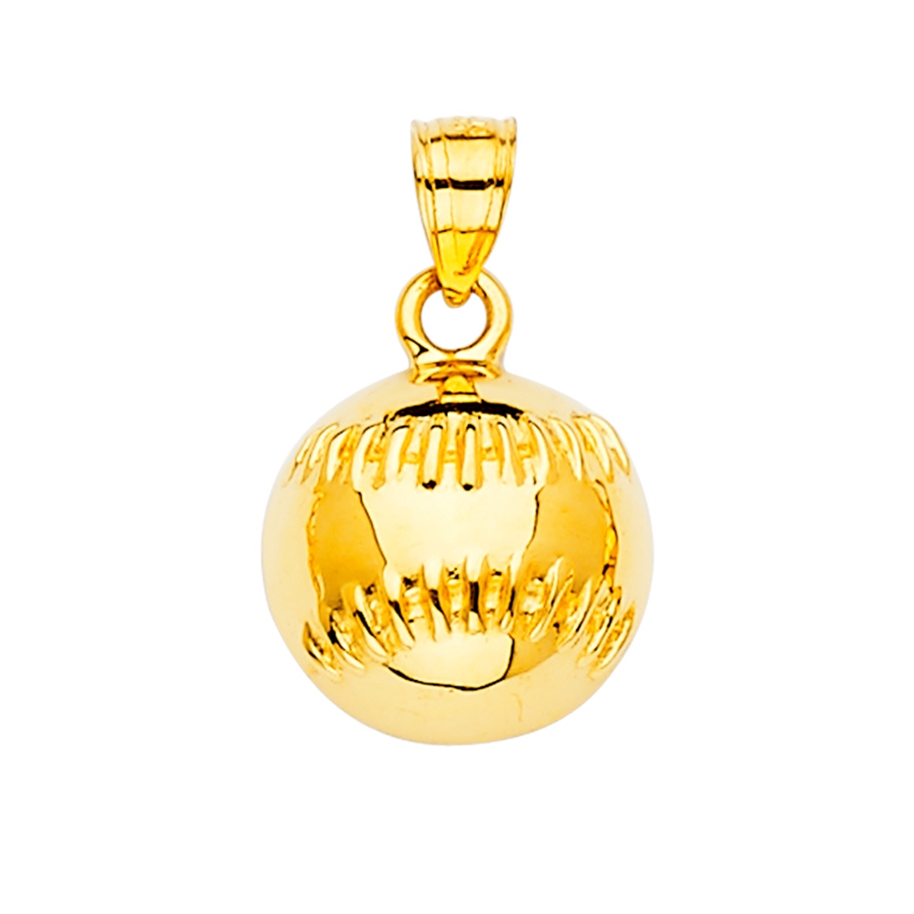 14k Yellow Gold Baseball Pendant 