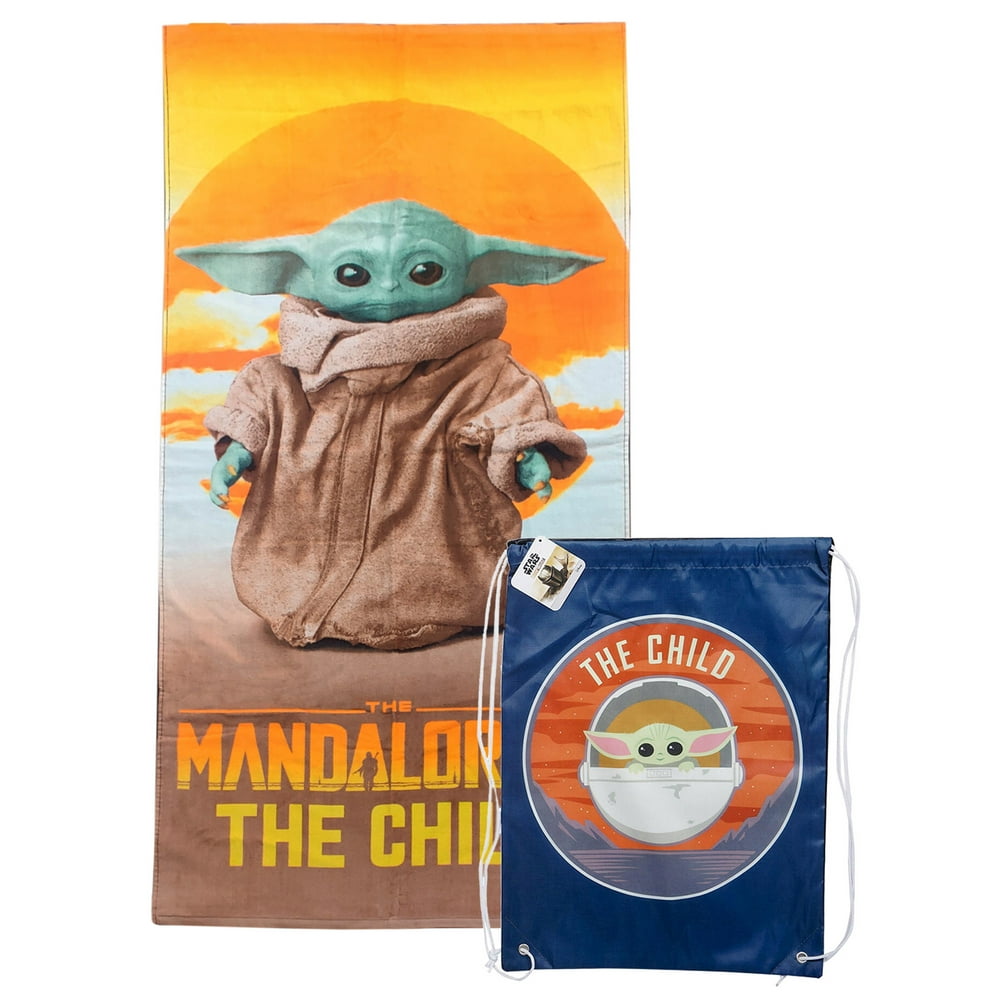 Star Wars Baby Yoda Pool Beach Towel 58x28 w/ The Child Drawstring
