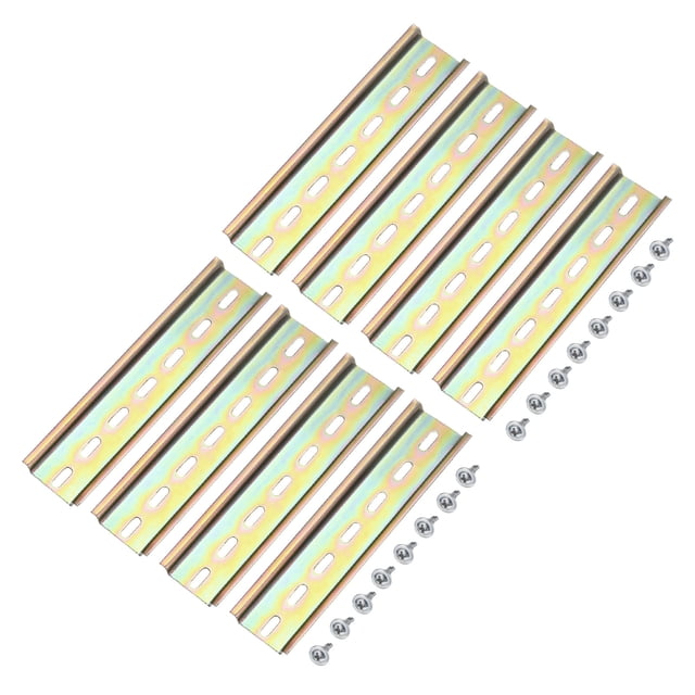 Unique Bargains DIN Rail Slotted Iron Mounting Guide 6 Inch x 1.4 Inch x 0.3 Inch Iridescent 8 Pcs