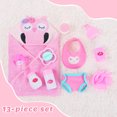 thumbnail image 7 of ZITA ELEMENT Baby Doll Accessories for 12-18 Inch Dolls, 13 pcs Changing & Bathtime Set with Owl Swaddle, Bottle, Toy, Bib, Diaper, Pretend Bath & Caring & Feeding Supplies, 7 of 7