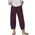 thumbnail image 1 of Timegard Plus Size Pants for Women Elastic Waist Solid Color Comfy Fall Casual Crop Pants with Pockets, 1 of 5